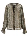 Ganni Printed Viscose Chiffon Tie String Shirt Shirts Animalier In Animal Print