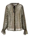 Ganni Printed Viscose Chiffon Tie String Shirt Shirts Animalier In Animal Print