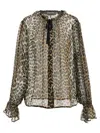 Ganni Printed Viscose Chiffon Tie String Shirt Shirts Animalier In Animal Print