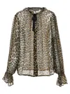 Ganni Leopard Print Chiffon Tie String Shirt And Blouse Multicolor