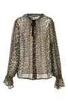 Ganni Leopard Print Chiffon Tie String Shirt In Animal Print