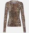 Ganni Leopard-print Cotton-blend Top In Multi