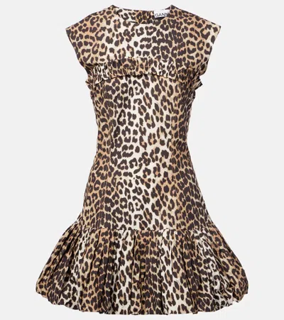 Ganni Animal Print Cap Sleeve Dress