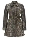 Ganni Leopard Print Cotton Denim Mini Dress In Brown