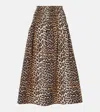 Ganni Leopard Print Denim Maxi Skirt In Brown