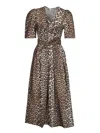 Ganni Leopard Print Cotton Midi Dress
