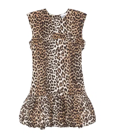 Ganni Animal Print Cap Sleeve Dress