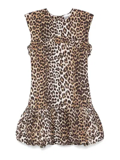 Ganni Animal Print Cap Sleeve Dress