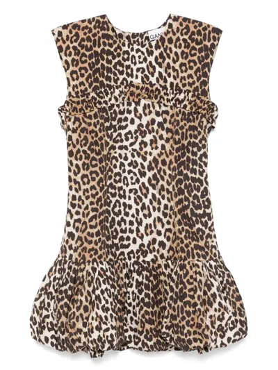 Ganni Animal Print Cap Sleeve Dress