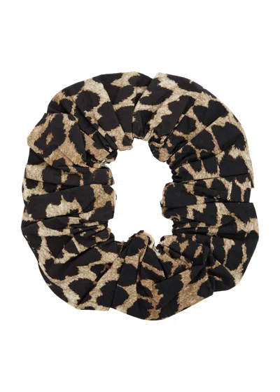 Ganni Leopard-print Cotton Scrunchie In Animal Print