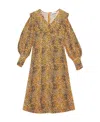 Ganni Leopard-print Crepe Oversized-collar Dress In Brown