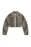 Ganni Leopard Print Cropped Jacket With Curved Sleeves In Animal Print