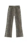 Ganni Leopard Print Cropped Jeans With Flared Hem