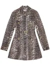 Ganni Foil Print Denim Dress In Leopard In Brown