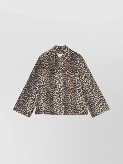 GANNI LEOPARD PRINT DENIM JACKET