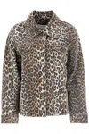 Ganni "leopard Print Denim Jacket" In Multicolour