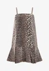 Ganni Printed Chiffon Square-neck Sleeveless Maxi Dress In Brown