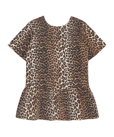 GANNI GANNI LEOPARD PRINTED OPEN-BACK MINI DENIM DRESS