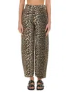 Ganni Leopard Print Barrel Jeans In Animal Print