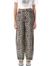 Ganni Stary Barrel Jeans In Leopard In Brown