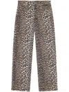 Ganni Leopard Print Barrel Jeans In Brown