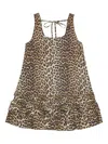 Ganni Brown Leopard Cotton Poplin Mini Dress