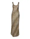 Ganni Animal Print Scoop Neckline Floor-length Dress