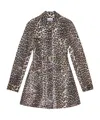 Ganni Foil Print Denim Dress In Leopard In Black