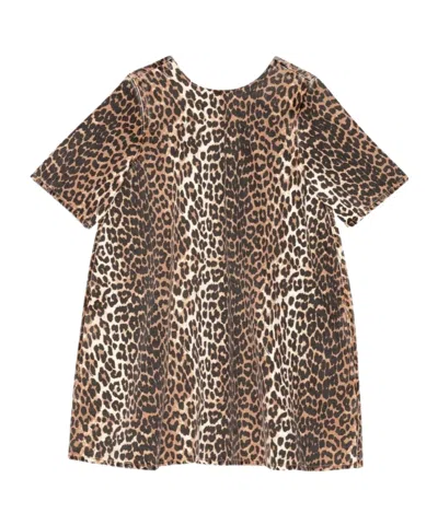 GANNI LEOPARD PRINTED DENIM MINI DRESS