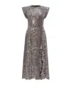 Ganni Leopard Sequined Maxi Dress In Gray