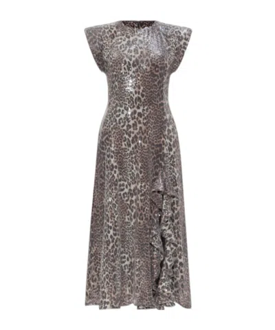 Ganni Leopard Sequined Maxi Dress In Multi