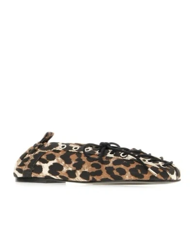 Ganni Leopard Print Flats In Animal Print