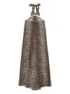 Ganni Womens Leopard Halterneck Woven Midi Dress In Multi