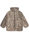 Ganni Leopard Print Hooded Puffer Jacket In Neutrals