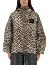 Ganni Leopard Print Nylon Jacket In Animal Print
