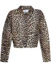 Ganni Leopard Print Cropped Jacket In Neutrals