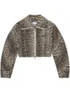 Ganni Leopard Print Cropped Jacket With Curved Sleeves In Animal Print