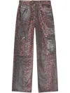 Ganni Leopard-print Jeans In Red
