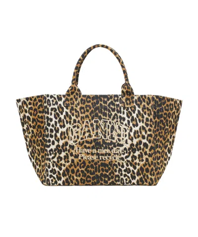 GANNI GANNI LOGO DETAILED SHOPPER BAG