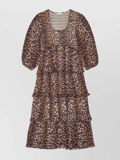 Ganni Women Leopard Print Midi Dress In Animal Print