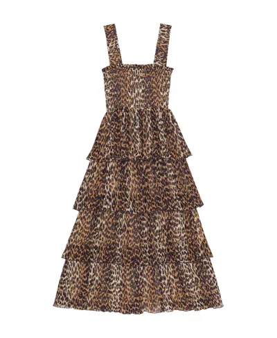 GANNI GANNI LEOPARD PRINTED PLEATED MIDI SLIP DRESS