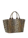 Ganni Large Tote Bag With Leopard Print Design In Animal Print
