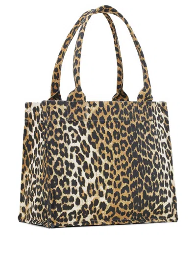 GANNI WOMEN LEOPARD PRINT LOGO LARGE TOTE, ONESIZE LUXURY TOTES FOR WOMEN DARVEYS