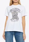 Ganni Basic Jersey Leopard Relaxed T-shirt Leopard In White