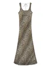 Ganni Animal Print Scoop Neckline Floor-length Dress In Animal Print
