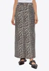 Ganni + Net Sustain Leopard-print Organic Denim Maxi Skirt In Beige
