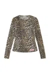 Ganni Leopard Pattern Printed Mesh Long Top In Animal Print
