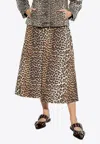 Ganni Womens Leopard Shirred-waist Leopard-pattern Regular-fit Organic-cotton Maxi Skirt In Brown