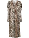 Ganni Leopard Print Midi Dress In Animal Print