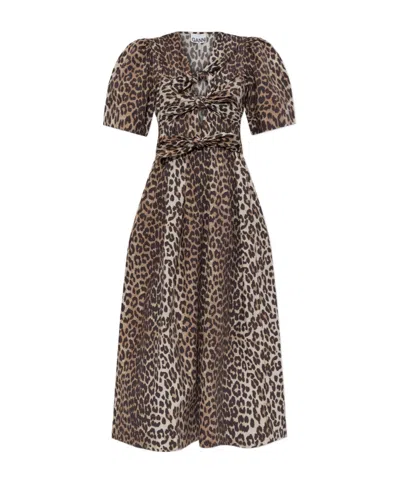 GANNI GANNI DRESS WITH ANIMAL PRINT